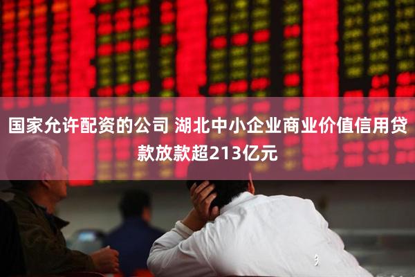 国家允许配资的公司 湖北中小企业商业价值信用贷款放款超213亿元